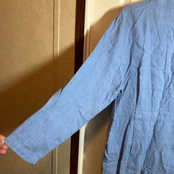 Vintage Camille & Co Women's Blue Button-Up Top - 100% Linen - Size Large - Picture 6 of 11